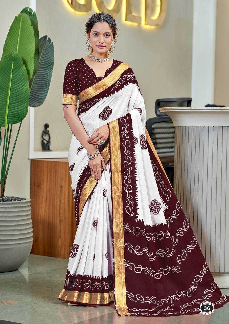 Bandhani Printed Cotton Sarees - MYLUXURY LANE ENTERPRISE